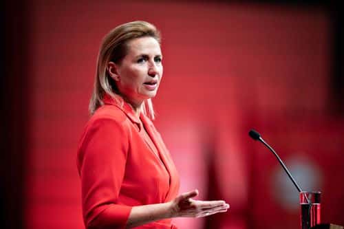Mette Frederiksen holder tale på Socialdemokratiets kongres i Aalborg, 2024
