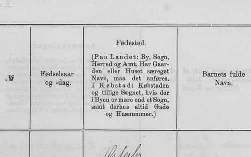 Udsnit side i kirkebog