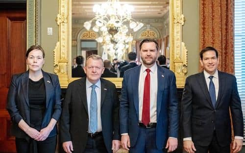 Lars Løkke Rasmussen og Vivian Motzfeldt mødtes d. 14. januar med USA’s vicepræsident J.D. Vance og udenrigsminister Marco Rubio i Washington for at drøfte spændingerne om Grønland.