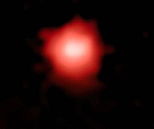 GLASS-z12, fotograferet af James Webb Space Telescope i 2022, er den ældste kendte galakse, der dateres tilbage til kun 300 millioner år efter Big Bang..