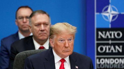 Foto af USA’s daværende præsident, Donald Trump, på NATO-topmødet i Watford, nær London, Storbritannien, den 4. december 2019