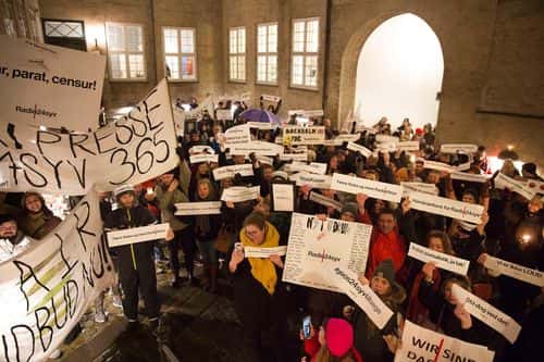 Demonstranter ved Kulturministeriet