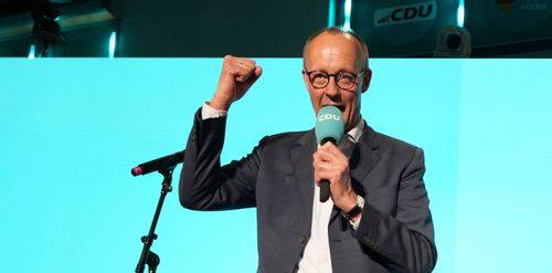 CDU's Friedrich Merz holder sejrstale efter valget . 23. februar 2025