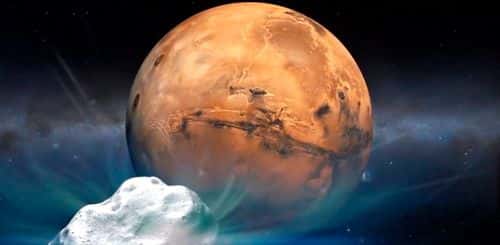 Komet der flyver mod mars