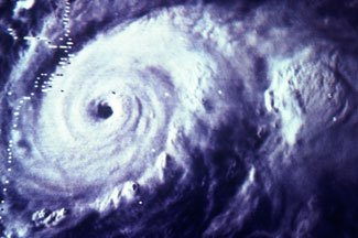 Satellitfoto af en orkan. Foto: Polfoto