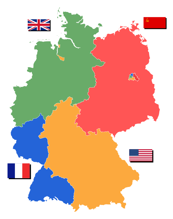 Kort over Tysklands deling efter 2. Verdenskrig