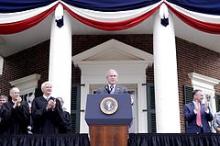 USA's daværende præsident George Bush holder en tale i anledning af USA's uafhængighedsdag den 4. juli 2008.