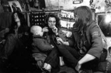 Hippiefamilie bor i en bus under Woodstock festivalen der fandt sted nær Bethel i den amerikanske delstat New York i 1969.