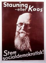Socialdemokratisk valgplakat i 1935 med det berømte slogan 'Stauning - eller Kaos'.