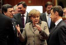 Den tyske kansler Angela Merkel ved et møde i Europa Parlamentet  som er blevet kaldt Mickey Mouse Parlamentet af en engelsk politiker.
