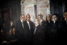 Billedet er et forstudie til et berømt maleri der forestiller den radikale C. Th. Zahle som stod bag grundloven i 1915 som bl.a. gav kvinder stemmeret.
