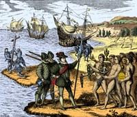 Christopher Columbus sætter sin fod for første gang på amerikansk jord i 1492.