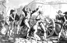 Historisk tegning. Den 14. juli 1789 stormer folket Bastillien. Den franske revolution er begyndt.